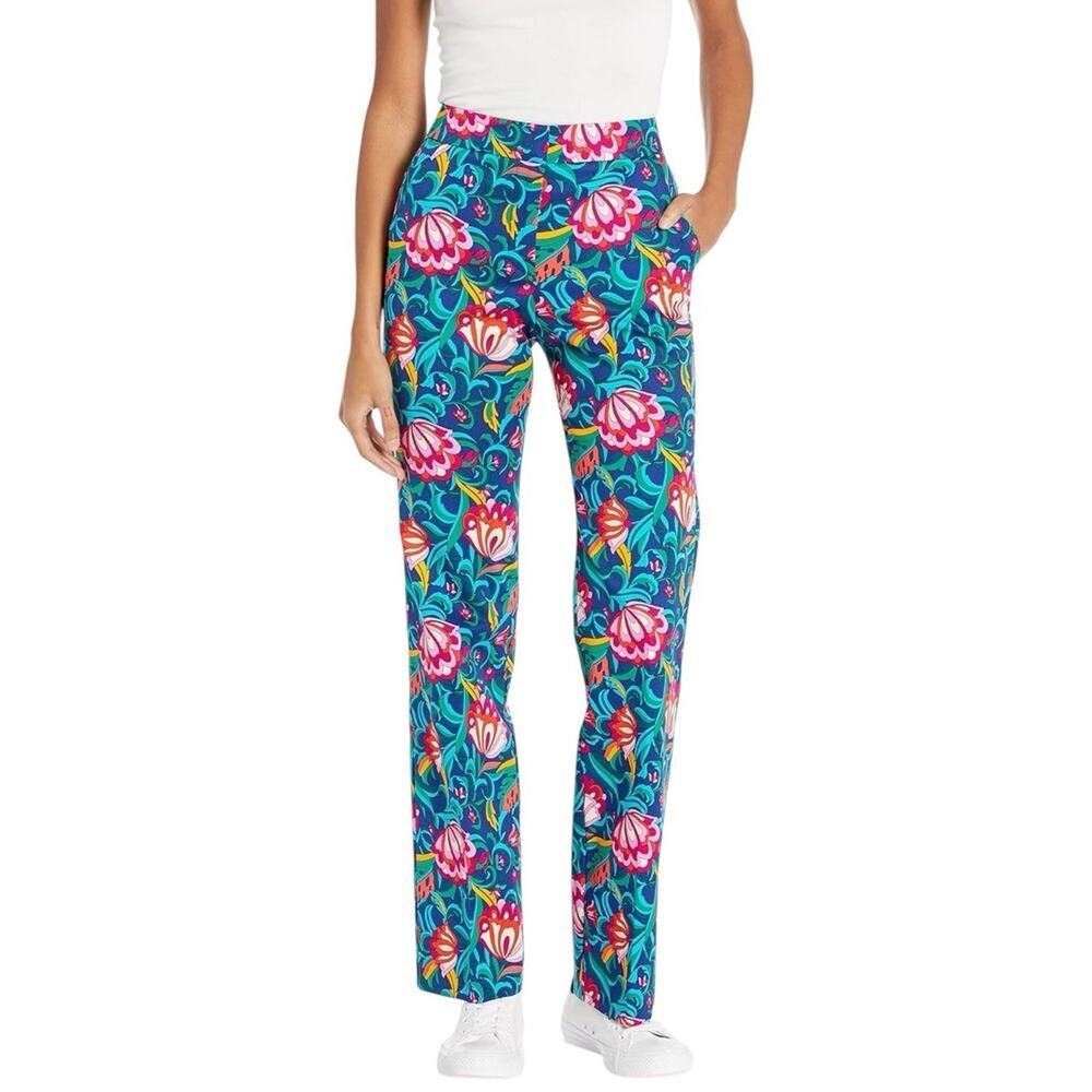 Trina Turk Danno Floral‎ Trouser Pants Size 10 Colorful Boho Shabby Chic Whimsy
